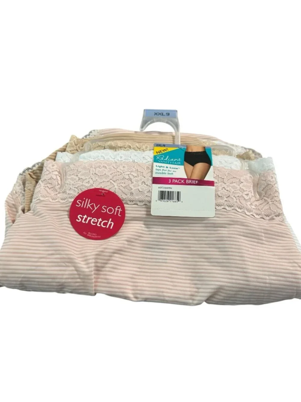 Vanity Fair Radiant Light Luxe Brief Underwear Stretch Lace Waistband 3-Pack 2XL
